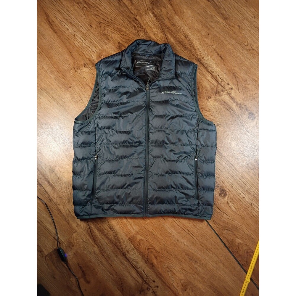 Eddie Bauer Vest Mens L Black Down Puffer EB650